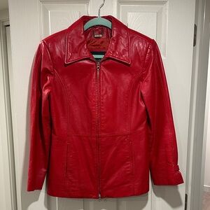 Danier Vibrant Red Leather Jacket